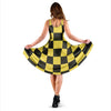 Yellow Checkered Print Dress-grizzshop