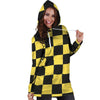 Yellow Checkered Print Hoodie Dress-grizzshop