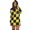 Yellow Checkered Print Hoodie Dress-grizzshop