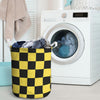 Yellow Checkered Print Laundry Basket-grizzshop