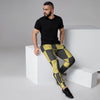 Yellow Checkered Print Men's Joggers-grizzshop