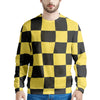 Yellow Checkered Print Men's Sweatshirt-grizzshop