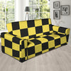 Yellow Checkered Print Sofa Cover-grizzshop