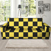 Yellow Checkered Print Sofa Cover-grizzshop