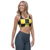 Yellow Checkered Print Sports Bra-grizzshop