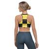 Yellow Checkered Print Sports Bra-grizzshop