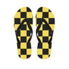 Yellow Checkered Print Women's Flip Flops-grizzshop
