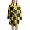 Yellow Checkered Print Women's Robe-grizzshop