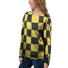 Yellow Checkered Print Women's Sweatshirt-grizzshop