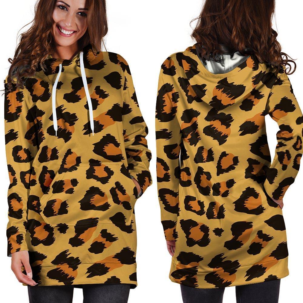 Yellow Cheetah Hoodie Dress-grizzshop