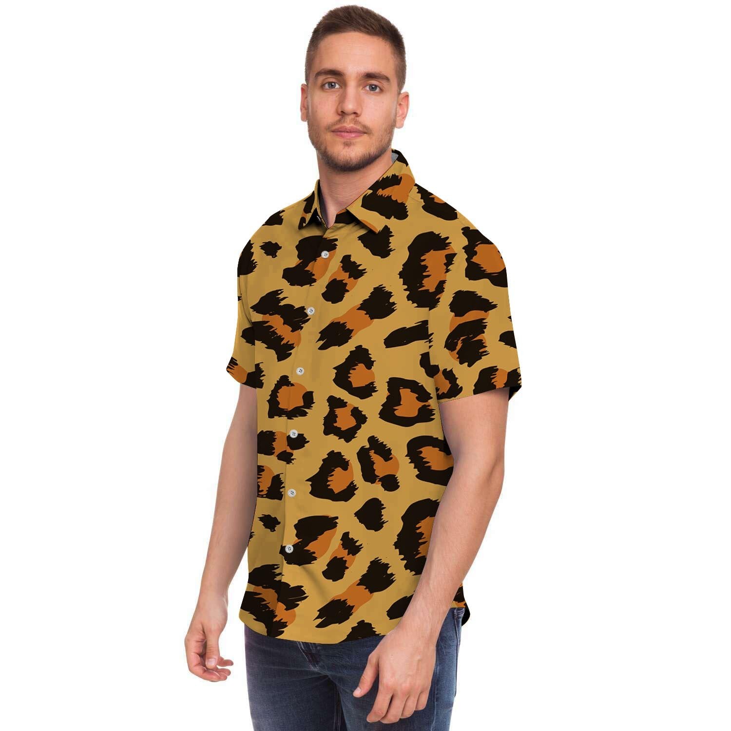 Yellow Cheetah Men's Short Sleeve Shirt-grizzshop