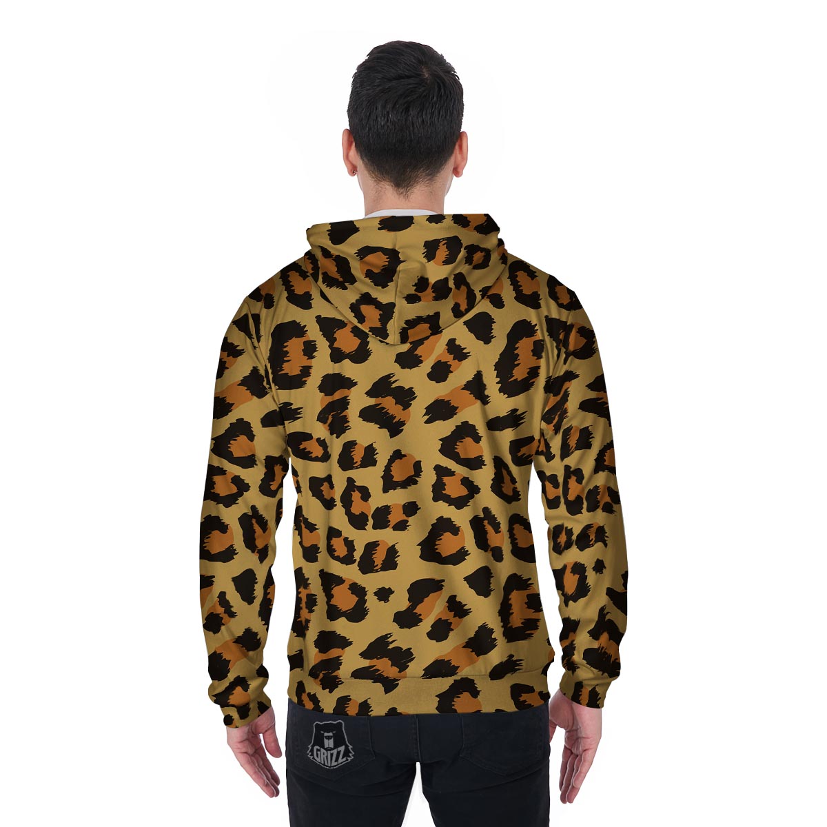 Yellow Cheetah Men's Zip Up Hoodie-grizzshop