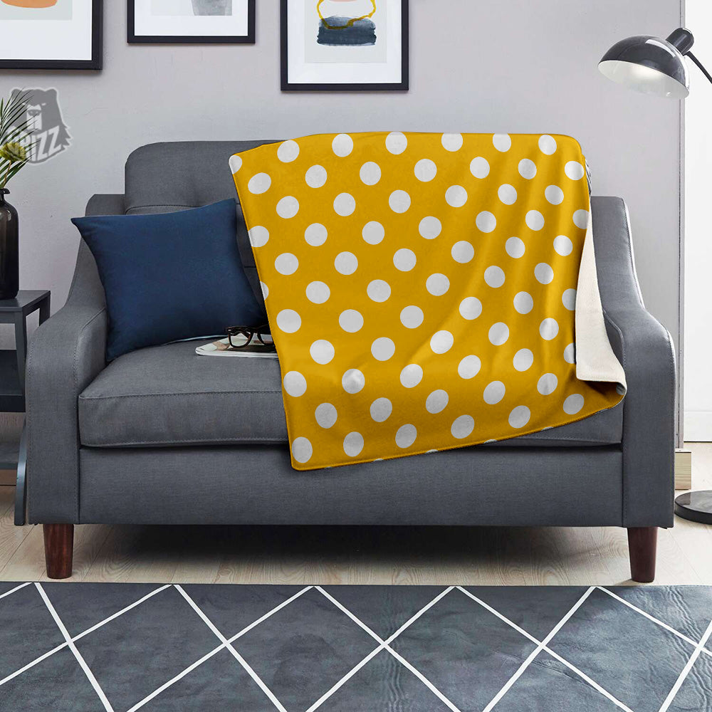 Yellow Color Polka Dot Print Pattern Blanket-grizzshop