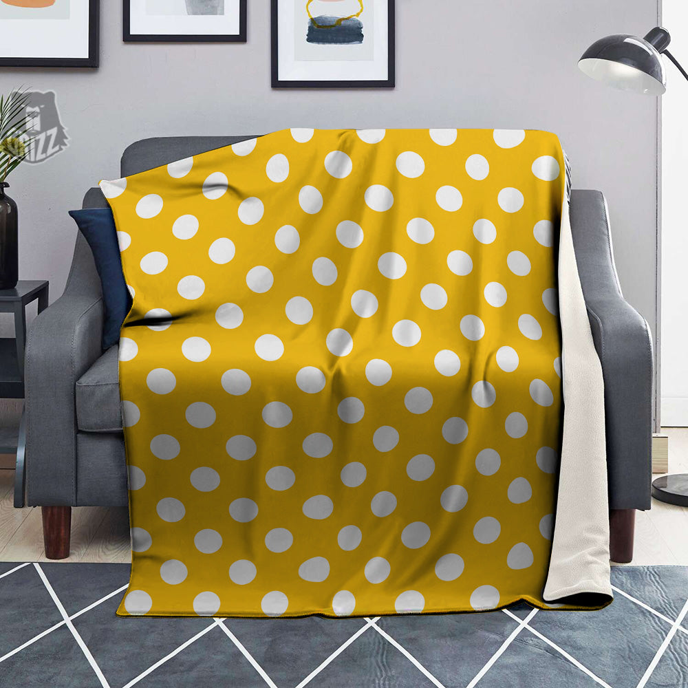 Yellow Color Polka Dot Print Pattern Blanket-grizzshop