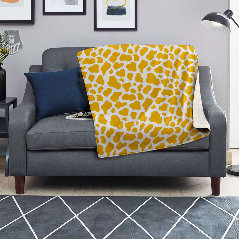 Yellow Cow Print Pattern Blanket-grizzshop