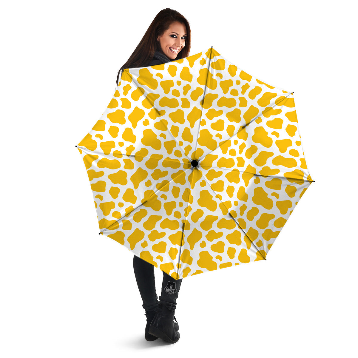 Yellow Cow Print Pattern Umbrella-grizzshop