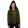 Yellow Demon Smile And Symbol Print Pattern Women's Bomber Jacket-grizzshop