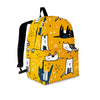 Yellow Doodle Cat Print Backpack-grizzshop