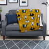 Yellow Doodle Cat Print Blanket-grizzshop