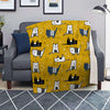 Yellow Doodle Cat Print Blanket-grizzshop