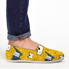 Yellow Doodle Cat Print Canvas Shoes-grizzshop