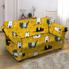 Yellow Doodle Cat Print Loveseat Cover-grizzshop