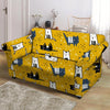 Yellow Doodle Cat Print Loveseat Cover-grizzshop