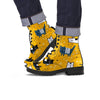 Yellow Doodle Cat Print Men's Boots-grizzshop