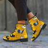 Yellow Doodle Cat Print Men's Boots-grizzshop