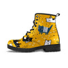 Yellow Doodle Cat Print Men's Boots-grizzshop