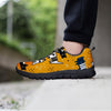 Yellow Doodle Cat Print Men's Sneakers-grizzshop