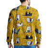 Yellow Doodle Cat Print Men's Sweatshirt-grizzshop