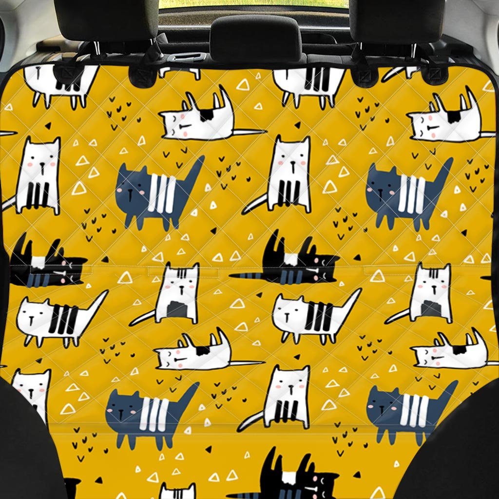 Yellow Doodle Cat Print Pet Car Seat Cover-grizzshop