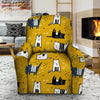 Yellow Doodle Cat Print Recliner Cover-grizzshop