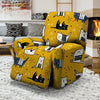 Yellow Doodle Cat Print Recliner Cover-grizzshop