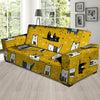 Yellow Doodle Cat Print Sofa Cover-grizzshop