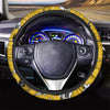 Yellow Doodle Cat Print Steering Wheel Cover-grizzshop