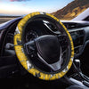 Yellow Doodle Cat Print Steering Wheel Cover-grizzshop