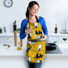 Yellow Doodle Cat Print Women's Apron-grizzshop