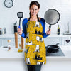 Yellow Doodle Cat Print Women's Apron-grizzshop