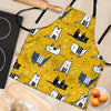 Yellow Doodle Cat Print Women's Apron-grizzshop