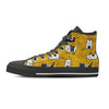 Yellow Doodle Cat Print Women's High Top Shoes-grizzshop