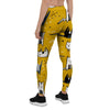 Yellow Doodle Cat Print Women's Leggings-grizzshop