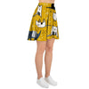 Yellow Doodle Cat Print Women's Skirt-grizzshop