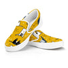 Yellow Doodle Cat Print Women's Slip On Sneakers-grizzshop
