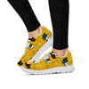 Yellow Doodle Cat Print Women's Sneakers-grizzshop