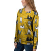 Yellow Doodle Cat Print Women's Sweatshirt-grizzshop