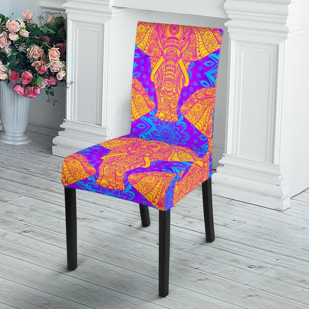 Yellow Elephant Mandala Print Chair Cover-grizzshop