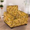 Yellow Floral Retro Print Armchair Cover-grizzshop