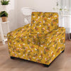 Yellow Floral Retro Print Armchair Cover-grizzshop